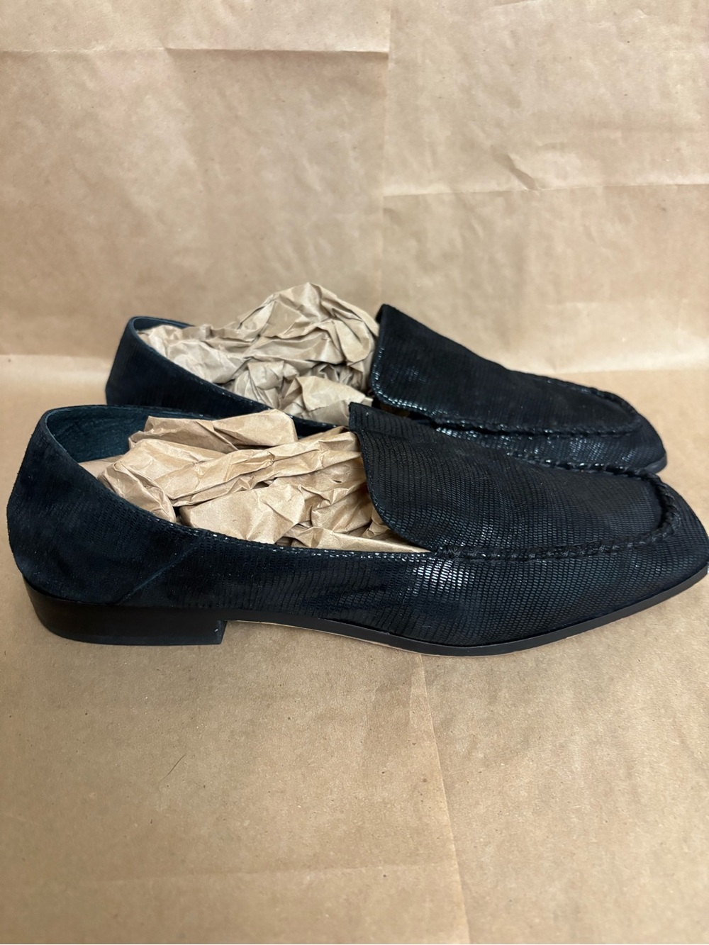 Dolce Vita Beny Tailored Loafer Flats Black Leather Snake Onyx 10